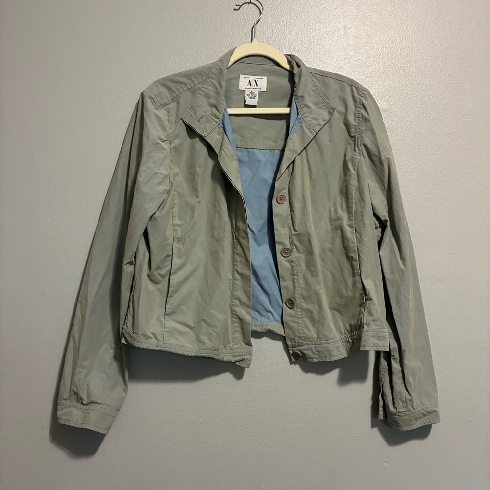 Armani Exchange Y2K Women's Gray Jacket Cropped Cotton Blend Size Large
